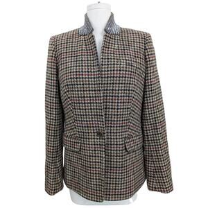 J.Crew Regent houndstooth jewel embellished collar blazer sz 8